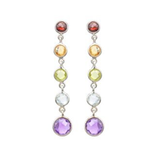 Top Quality 3.9 Ct Multi Stone 925 Sterling Silver Dangling Push Back Earrings For Women