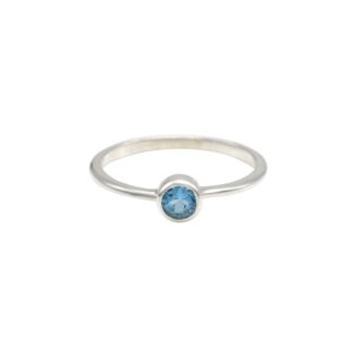 Natural Swiss Blue Topaz 3mm Round Cut Solitaire Ring In 925 Sterling Silver