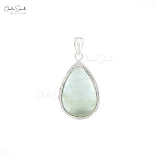 Solitaire Pear Drop Pendant In 925 Sterling Silver Aquamarine Gemstone Pendant