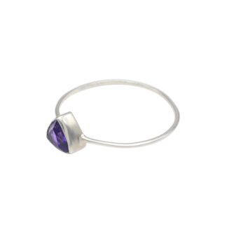 Trillion Cut Amethyst 5mm Gemstone Bezel Set In 925 Sterling Silver Solitaire Ring