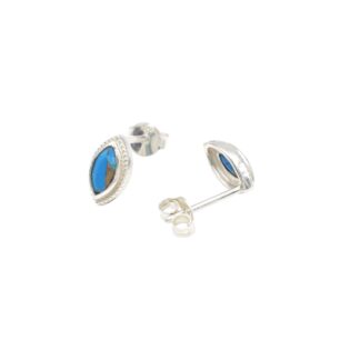Bezel Set 925 Sterling Silver Studs With 0.26 Ct Copper Turquoise Push Back Earrings