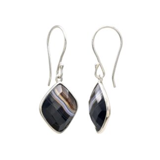Top Quality 21 Ct Banded Agate Stone 925 Sterling Silver Dangling Earrings For Women