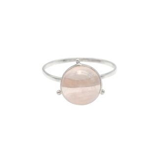 Single Gemstone Ring In 925 Sterling Silver Round Rose Quartz Solitaire Women Rings