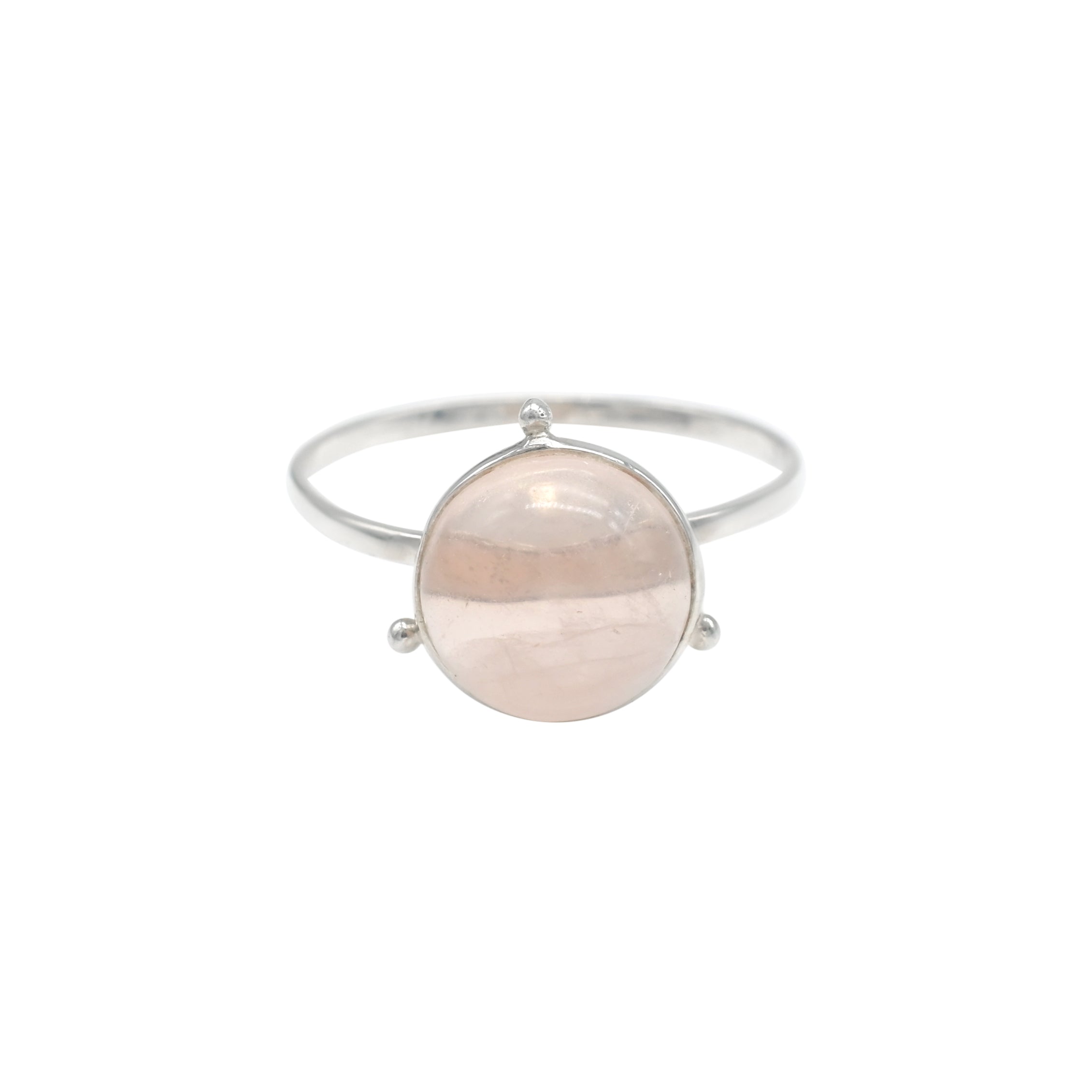 Single Gemstone Ring In 925 Sterling Silver Round Rose Quartz Solitaire Women Rings