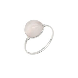 Single Gemstone Ring In 925 Sterling Silver Round Rose Quartz Solitaire Women Rings