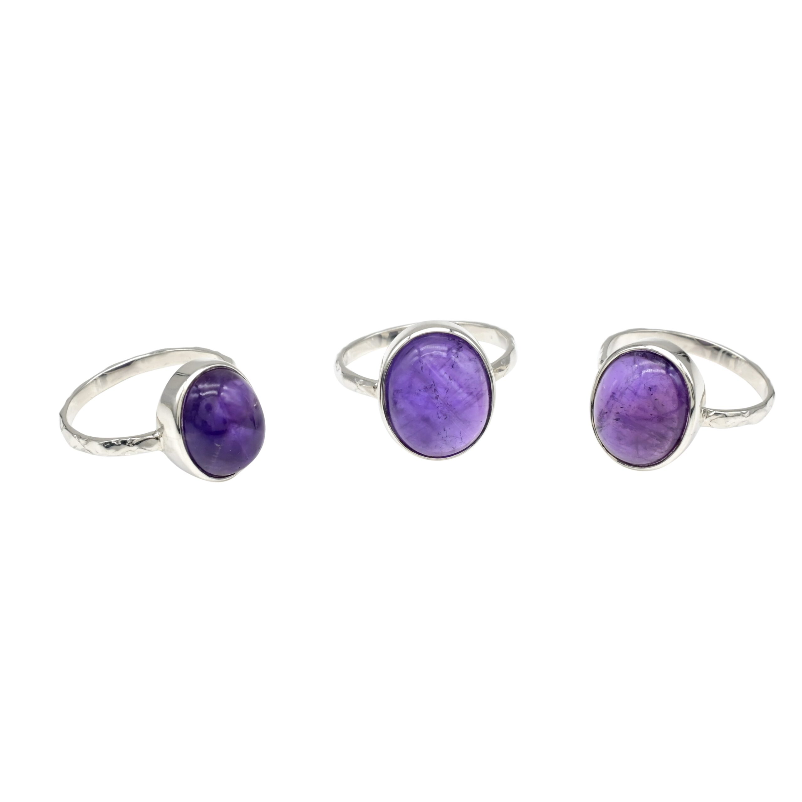 Solitaire Sterling Silver Ring With 5.43 Ct Oval Amethyst February Birthstone Rings