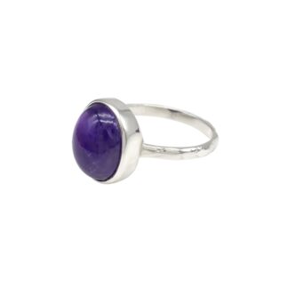 Solitaire Sterling Silver Ring With 5.43 Ct Oval Amethyst February Birthstone Rings
