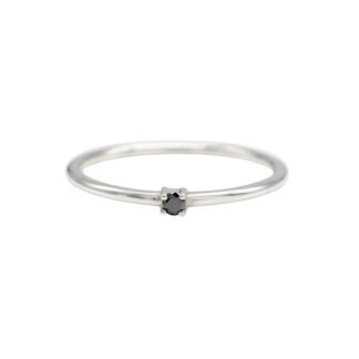 High Quality 0.04 Ct Black Diamond 925 Sterling Silver Solitaire Stackable Ring