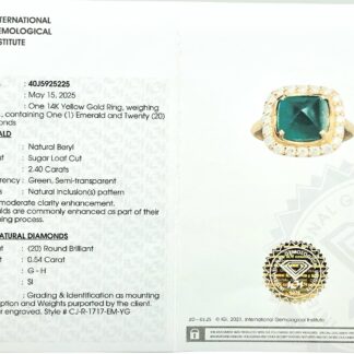 Halo Engagement Ring With 9.5mm Emerald Gemstone And Diamond 14k Yellow Gold Ring Size US7