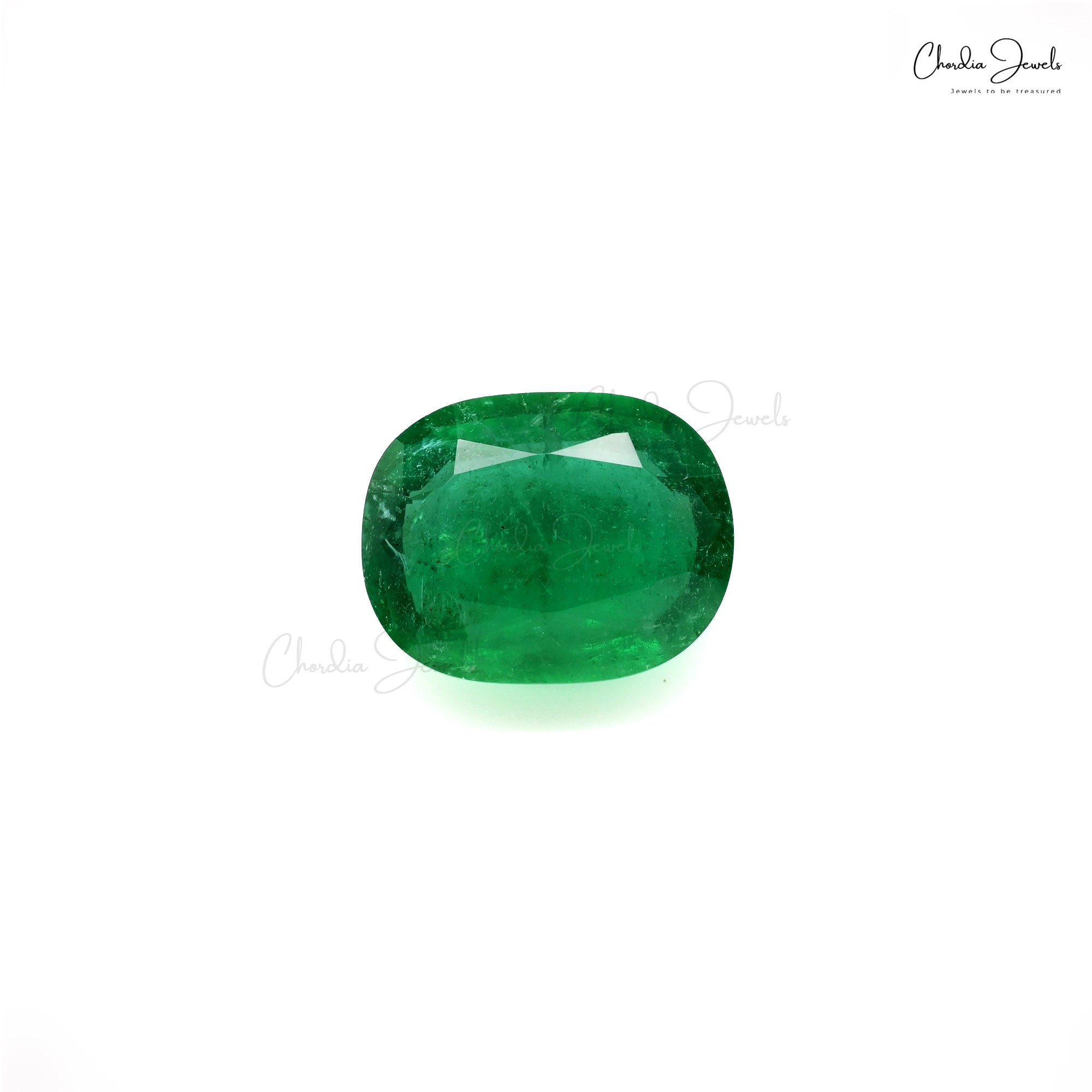 13.70×10.80×5.50 mm Natural Emerald Cushion Cut Faceted Fine Gemstone for Earrings, 1 Piece