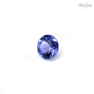 Certified Blue Tanzanite Round Cut 8.6mm Loose Gemstone For Jewelry Making, 1 Piece