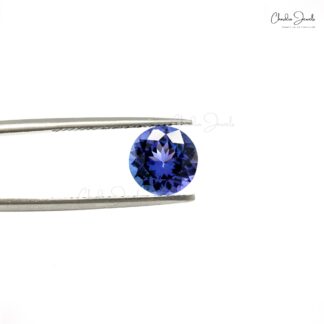 Certified Blue Tanzanite Round Cut 8.6mm Loose Gemstone For Jewelry Making, 1 Piece