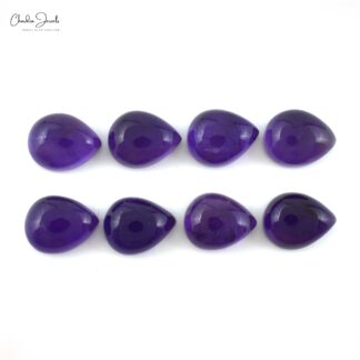Natural Amethyst Pear Cabochon 10x8mm Loose Gemstones Lot For Jewelry Making, 8 Piece