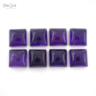 Square Cabochon 8mm Amethyst Semi Precious Loose Gemstone For Sale, 8 Piece