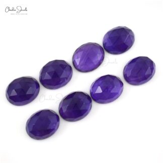 Natural Loose Gemstone Amethyst 10×8 Oval Rose Cut Stone for Necklace, 8 Piece