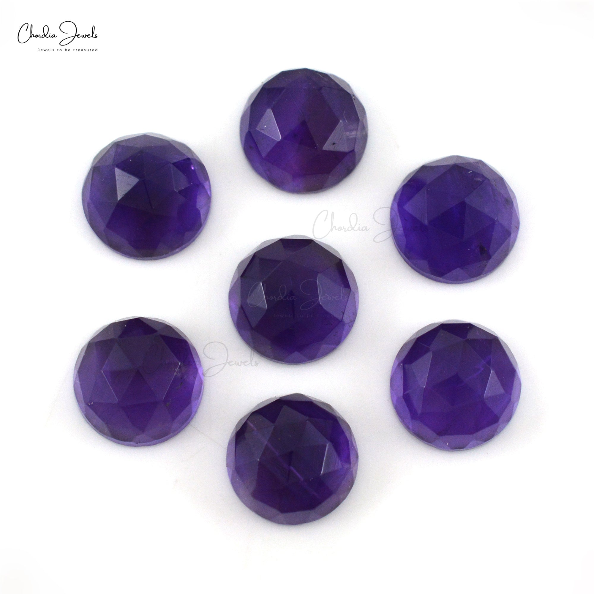AAA Amethyst 8mm Brilliant Rose Cut Gemstone Lot For Jewelry Making, 7 Piece