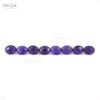 Oval Amethyst 10x8mm Both Side Faceted Semi Precious Stones Lot At Best Price, 8 Piece