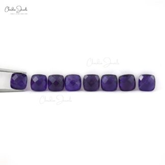 Natural African Amethyst 8mm Cushion Briolette Loose Gemstone For Jewelry Making, 8 Piece