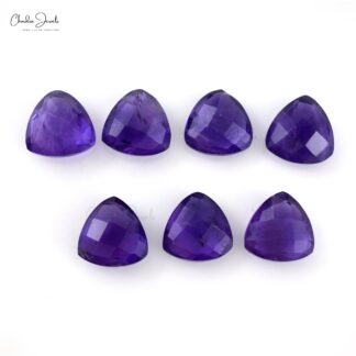 Semi Precious Stones Amethyst 8mm Trillion Briolette Gemstone for Gold Silver Jewelry