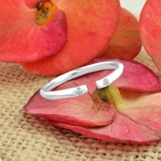 Open Cuff White Zircon Ring In 925 Sterling Silver Anniversary Rings For Women