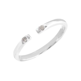 Open Cuff White Zircon Ring In 925 Sterling Silver Anniversary Rings For Women