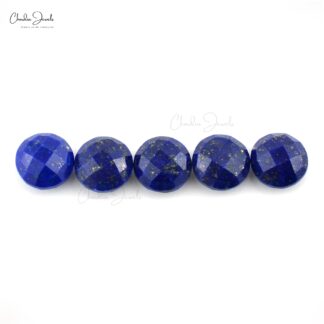 Natural Lapis Lazuli 8mm Round Both Side Faceted Gemstone for Making Ring, 5 Piece