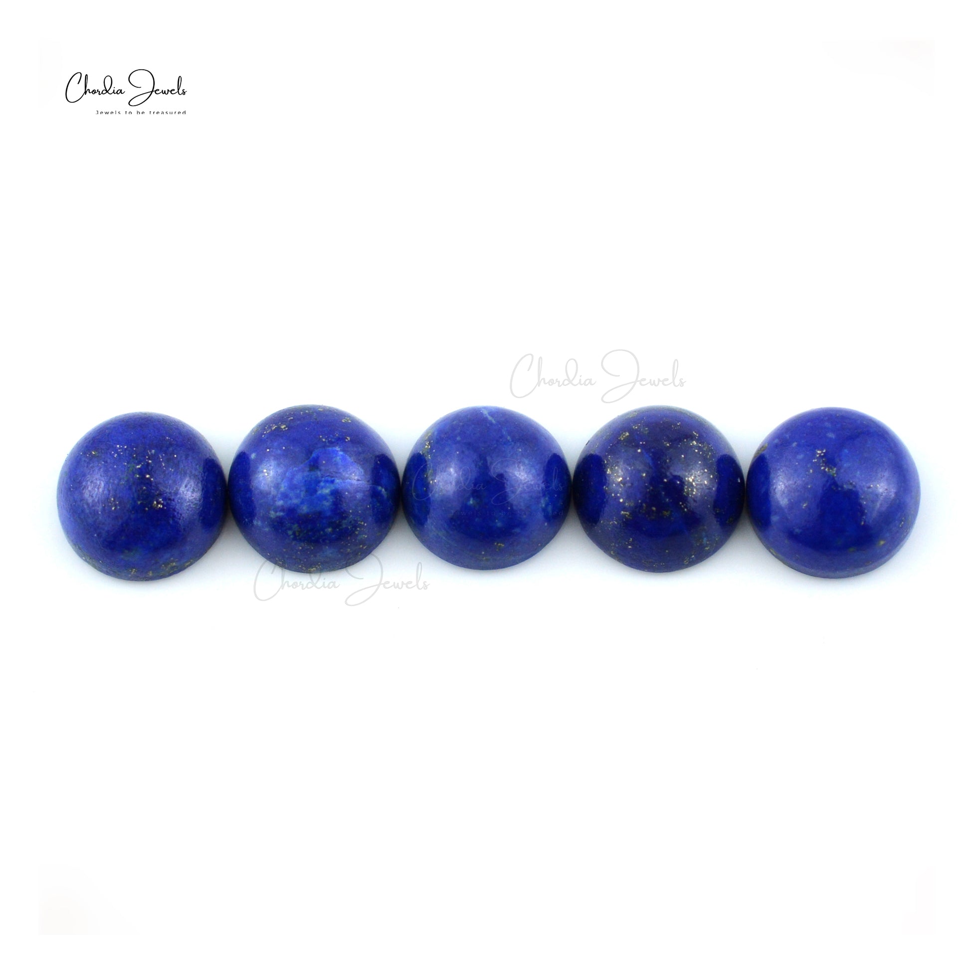 Round Cabochon 9mm Semi Lapis Lazuli Loose Stone For Sale, 5 Piece