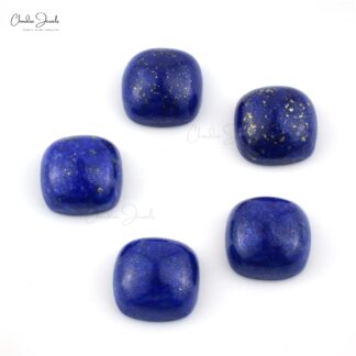 Semi Precious Square Cabochon 17.18 Carat Lapis Lazuli Loose Gemstone, 5 Piece