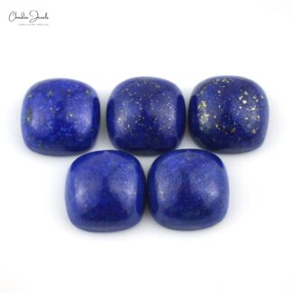 Semi Precious Square Cabochon 17.18 Carat Lapis Lazuli Loose Gemstone, 5 Piece