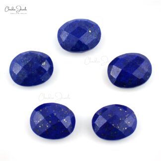 Natural Faceted Oval Briolette 14.07 Ct Lapis Lazuli Loose Gemstone For Jewelry, 5 Piece