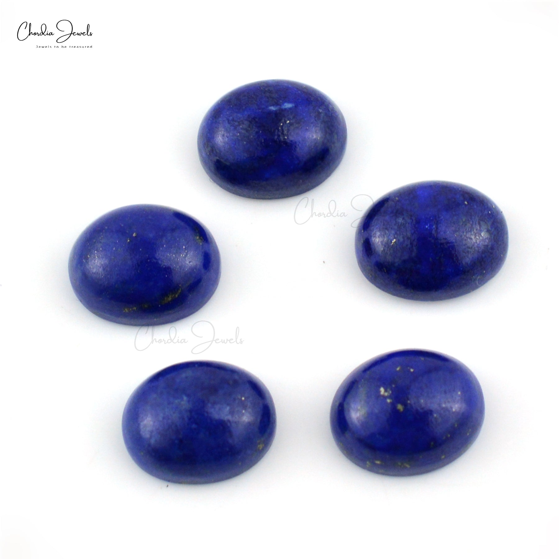 Oval Cabochon Loose Stone 10x8mm Lapis Lazuli Gemstone Lot For Jewelry, 5 Piece