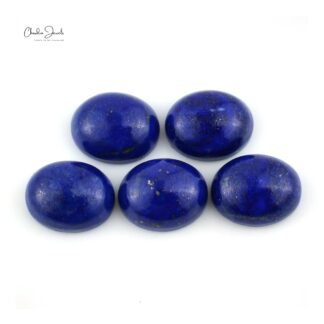 Oval Cabochon Loose Stone 10x8mm Lapis Lazuli Gemstone Lot For Jewelry, 5 Piece