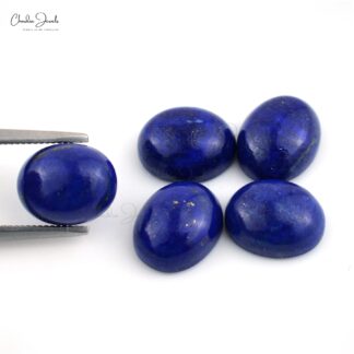 Oval Cabochon Loose Stone 10x8mm Lapis Lazuli Gemstone Lot For Jewelry, 5 Piece