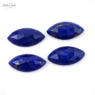 Marquise Rose Cut Gemstone 12x6mm Lapis Lazuli Loose Stone Lot, 6 Piece