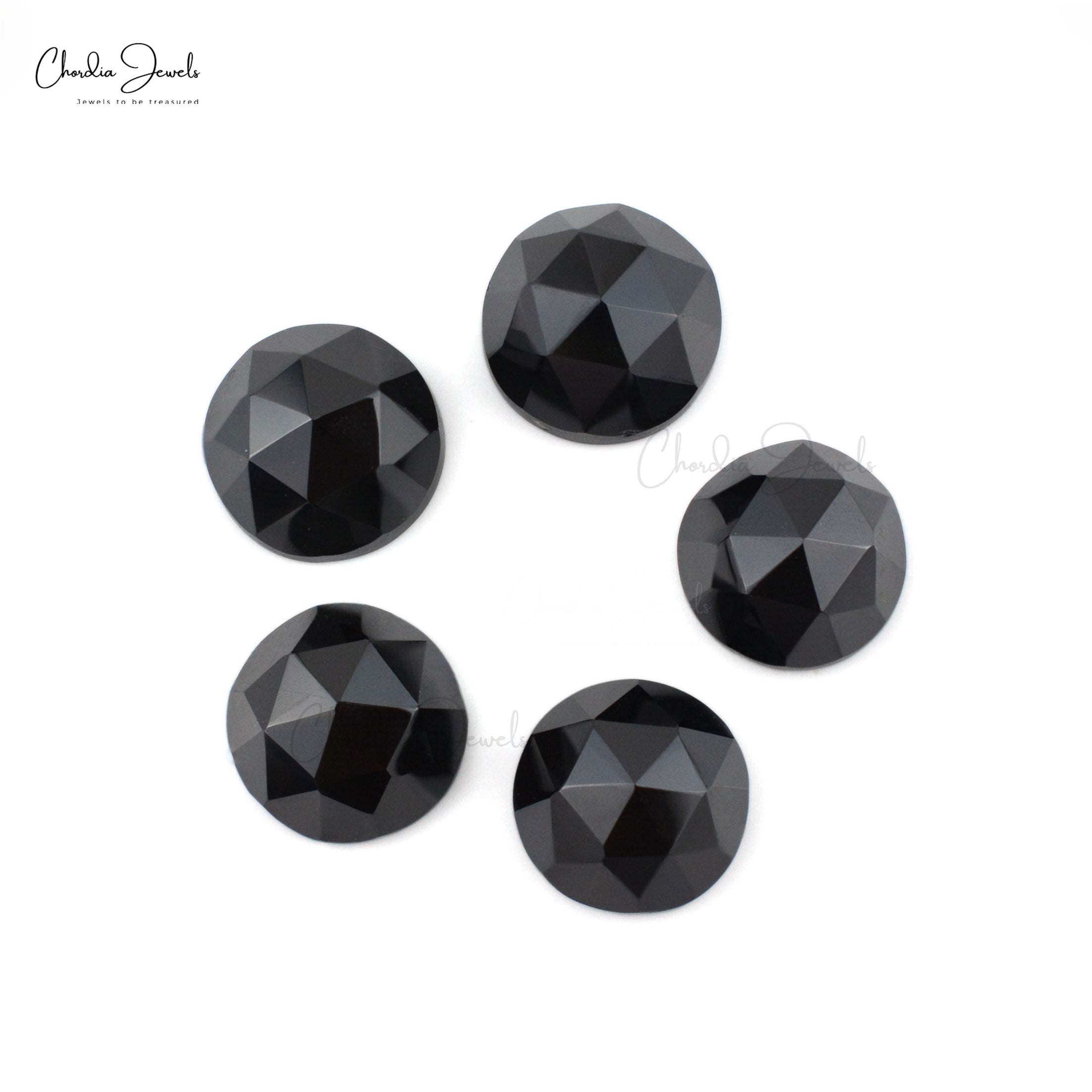 Round Rose Cut 14.13 Ct Spinel Black Semi Precious Loose Gemstone For Sale, 5 Piece