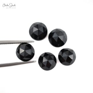 Round Rose Cut 14.13 Ct Spinel Black Semi Precious Loose Gemstone For Sale, 5 Piece