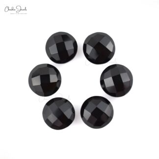Natural Loose Gemstone Black Spinel 8mm Round Briolette Stone for Necklace, 6 Piece