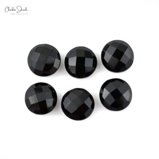 Natural Loose Gemstone Black Spinel 8mm Round Briolette Stone for Necklace, 6 Piece