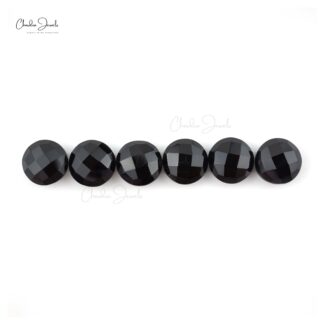 Natural Loose Gemstone Black Spinel 8mm Round Briolette Stone for Necklace, 6 Piece