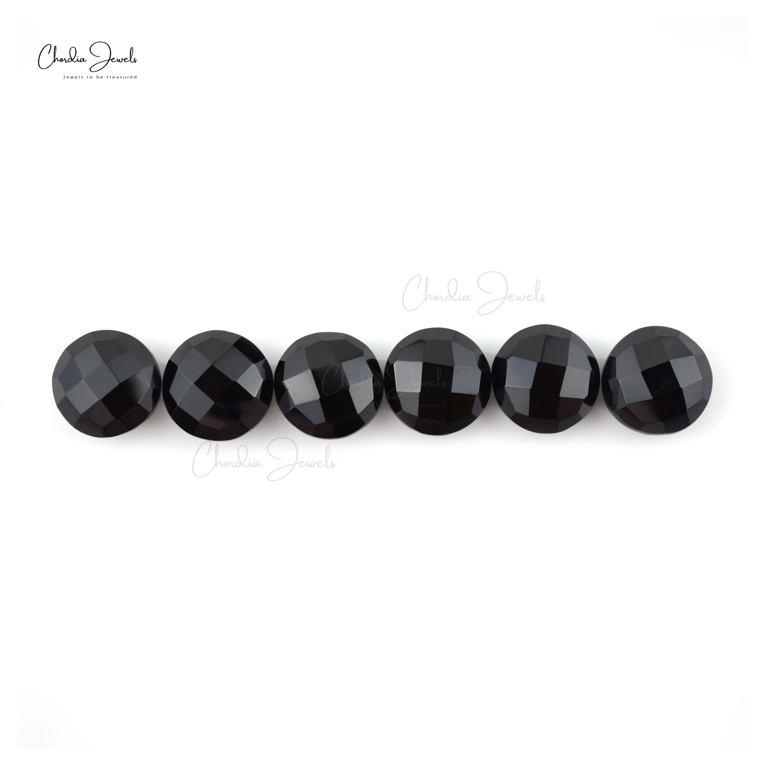 Natural Loose Gemstone Black Spinel 8mm Round Briolette Stone for Necklace, 6 Piece