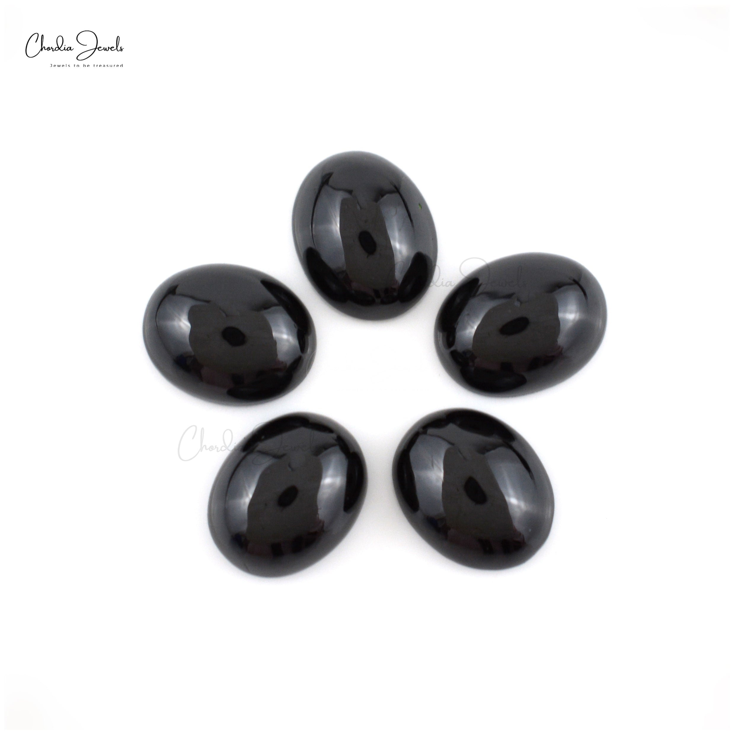 Oval Cabochon 17.86 Ct Black Spinel Semi Precious Loose Gemstone For Sale, 5 Piece