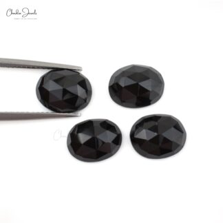 Genuine Loose Stone 10x8mm Oval Rose Cut Black Spinel Gemstone for Sale, 4 Piece