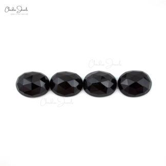 Genuine Loose Stone 10x8mm Oval Rose Cut Black Spinel Gemstone for Sale, 4 Piece