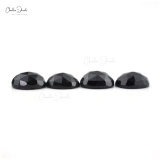 Genuine Loose Stone 10x8mm Oval Rose Cut Black Spinel Gemstone for Sale, 4 Piece