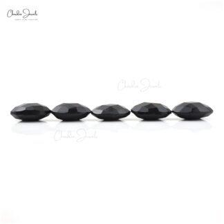 AAA Black Spinel 10x8mm Oval Briolette Gemstone Lot For Jewelry Making, 5 Piece