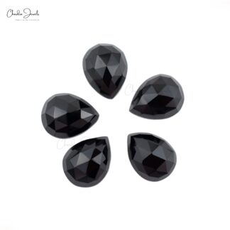 Natural Black Spinel Pear Cut 17 Ct Loose Semi Gemstone Lot For Sale, 5 Piece