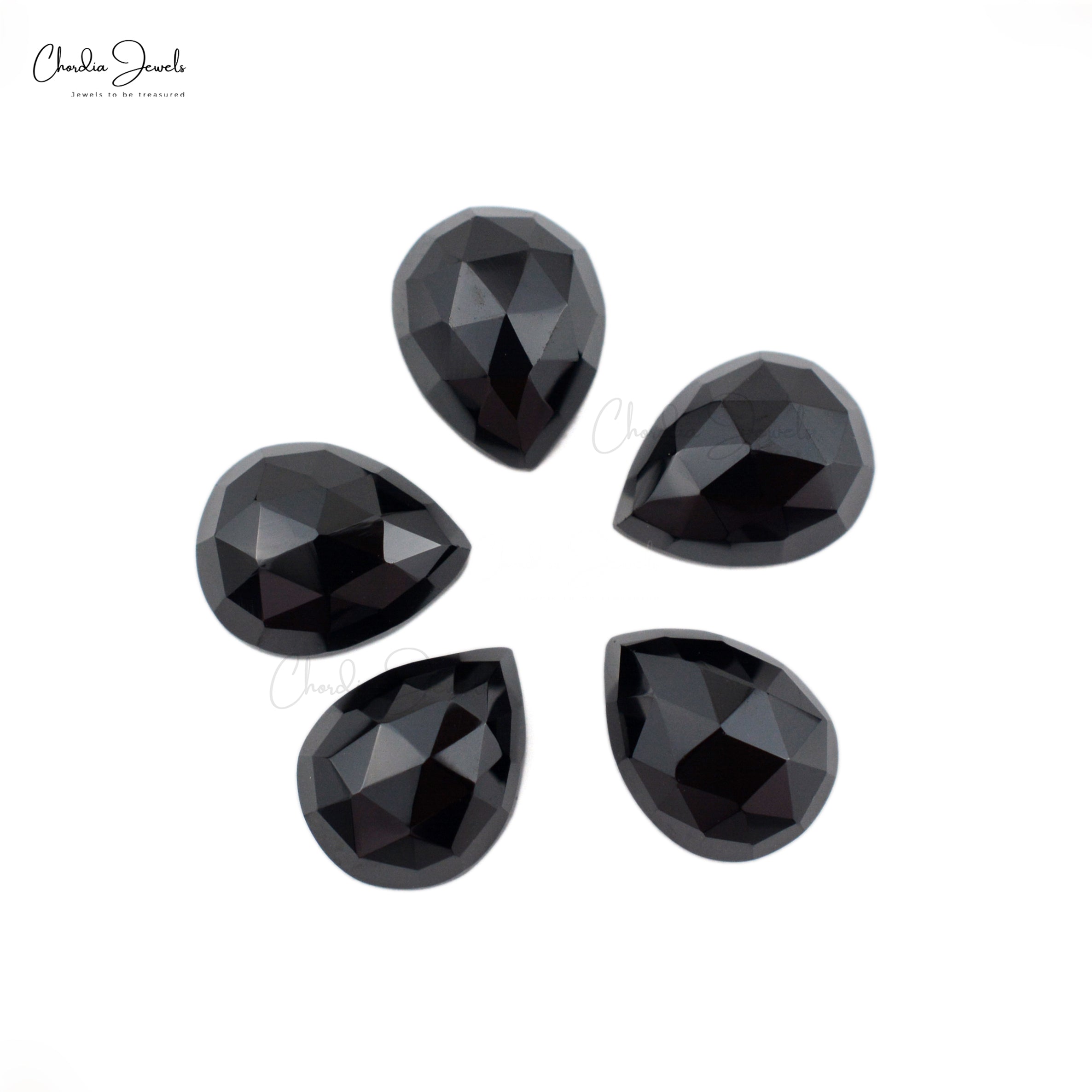 Natural Black Spinel Pear Cut 17 Ct Loose Semi Gemstone Lot For Sale, 5 Piece