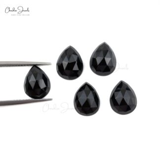 Natural Black Spinel Pear Cut 17 Ct Loose Semi Gemstone Lot For Sale, 5 Piece