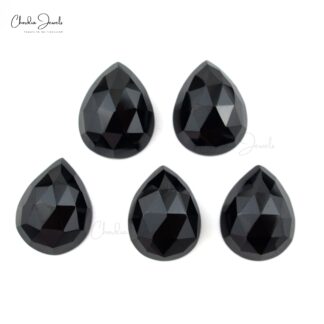 Natural Black Spinel Pear Cut 17 Ct Loose Semi Gemstone Lot For Sale, 5 Piece