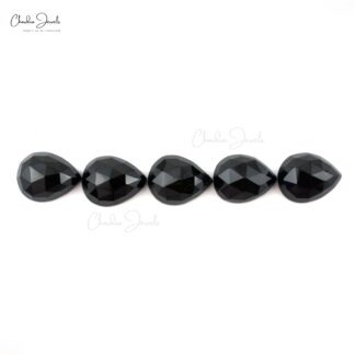 Natural Black Spinel Pear Cut 17 Ct Loose Semi Gemstone Lot For Sale, 5 Piece